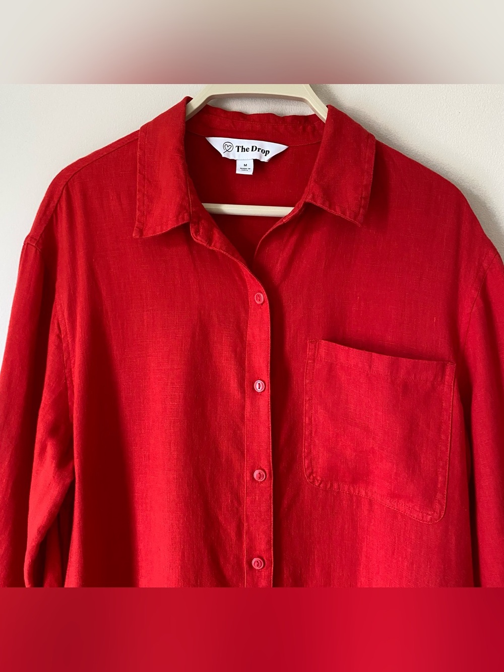 The Drop Fiona Red Linen Midi Shirt Dress Relaxed Button Down Duster Lagenlook M - Picture 5 of 15